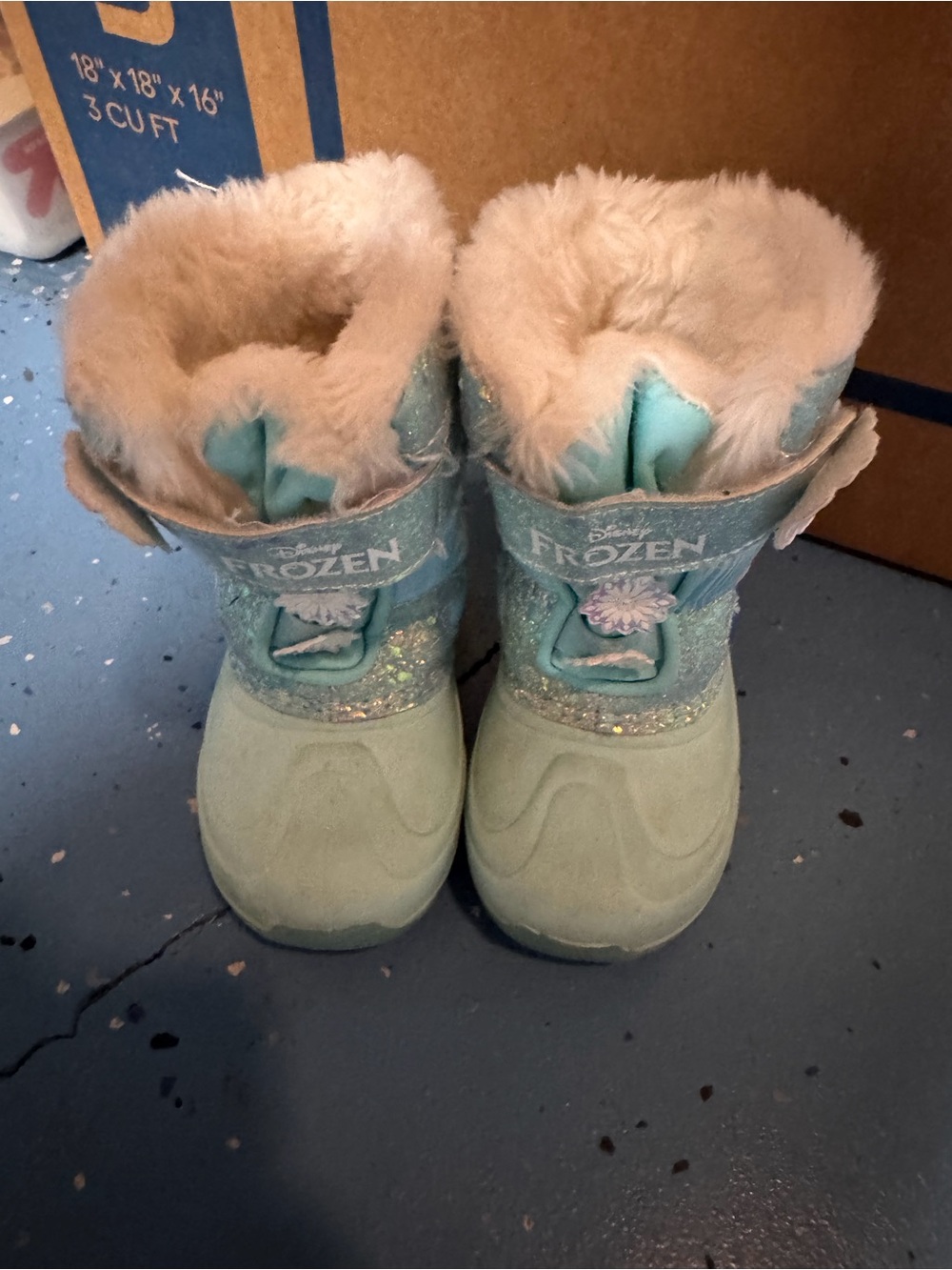 Disney Frozen Light Blue Glitter Fleece-Lined Girls' Winter Boots